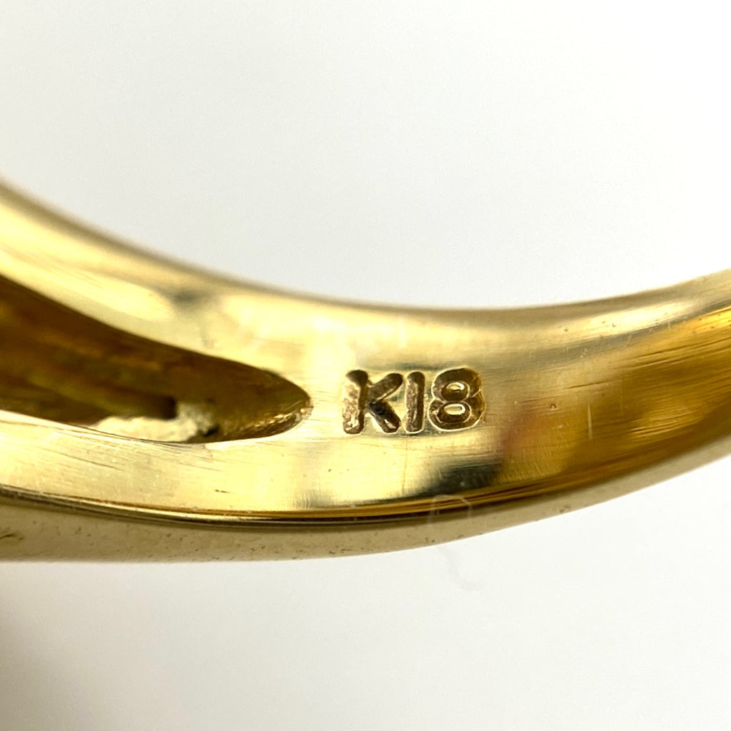 オパール デザインリング YG イエローゴールド メレダイヤ 指輪 リング 10号 K18 オパール ダイヤモンド レディース 【中古】nbjwl