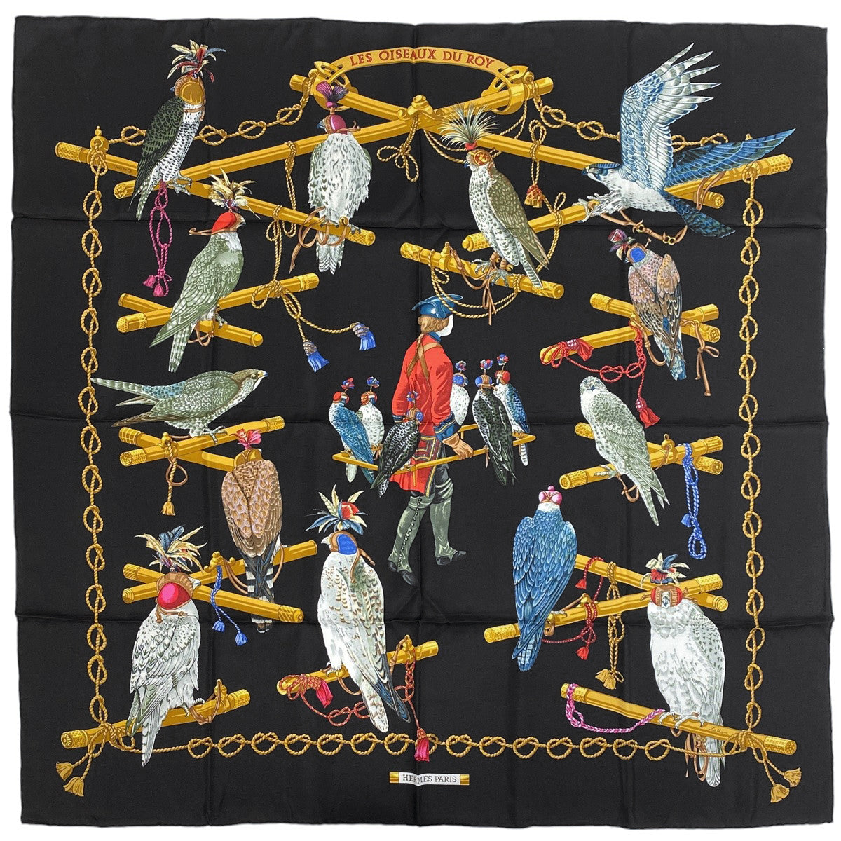 バイセル公式】エルメス カレ 90 LES OISEAUX DU ROY 王の鳥たち スカーフ シルク ブラック マルチカラー レディース 【中古】  ラッピング可 - バイセルブランシェ