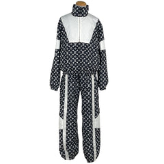 ルイ・ヴィトン モノグラムプリント テクニカルトラック セットアップ ロゴ セットアップ ナイロン ブラック ホワイト メンズ 【中古】brapp