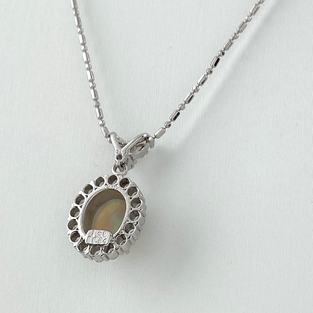 オパール デザインネックレス プラチナ ペンダント メレダイヤ ネックレス Pt850 オパール レディース 【中古】 
 ラッピング可