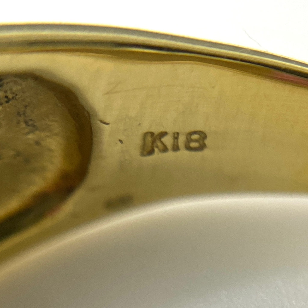 ルビー デザインリング YG イエローゴールド メレダイヤ 指輪 リング 19号 K18 ルビー ダイヤモンド メンズ 【中古】nbjwl