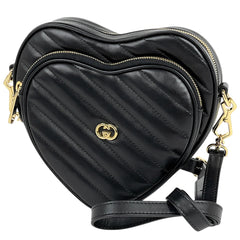 グッチ ロゴ チェーン ショルダーバッグ ハート型 ショルダーバッグ レザー ブラック 751628 レディース 【中古】brbag