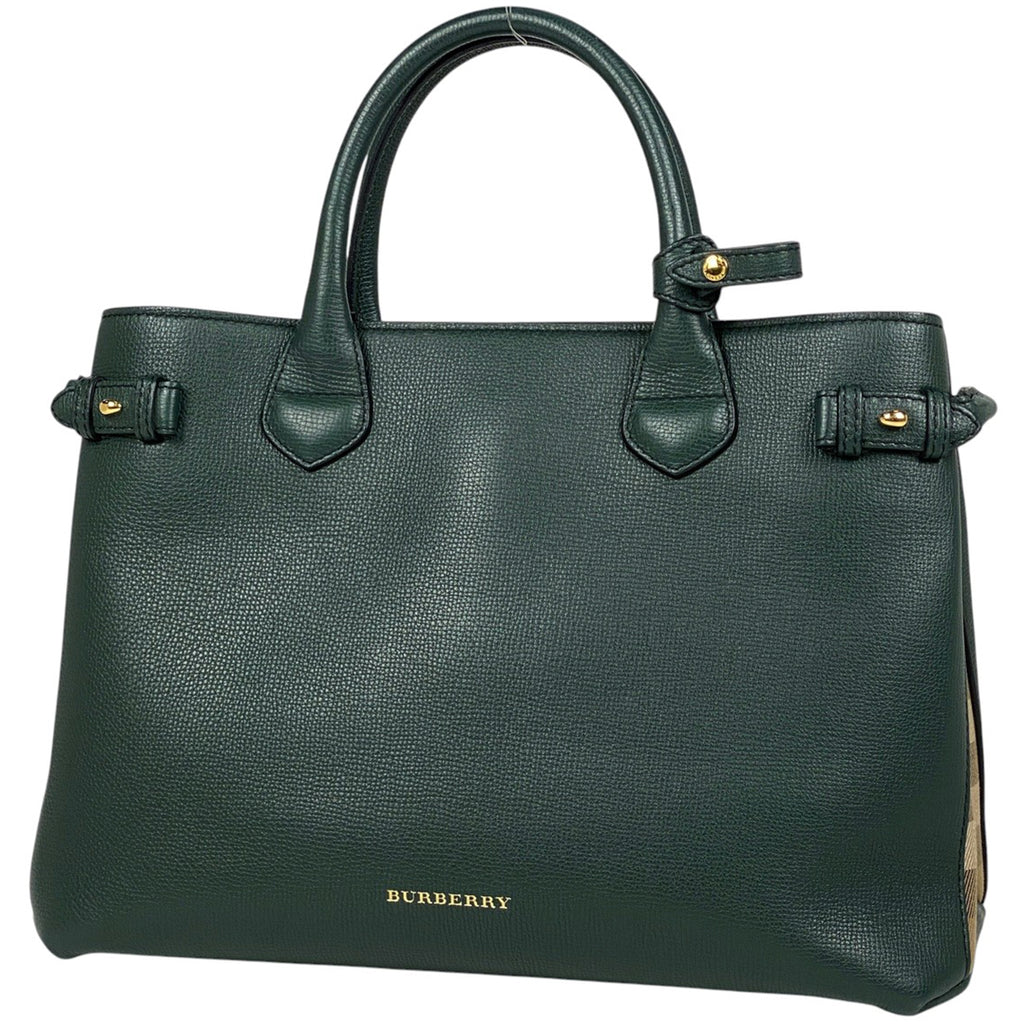 バーバリー ロゴ ハンドバッグ 2WAY ショルダーバッグ ハンドバッグ レザー グリーン ブラウン レディース 【中古】brbag