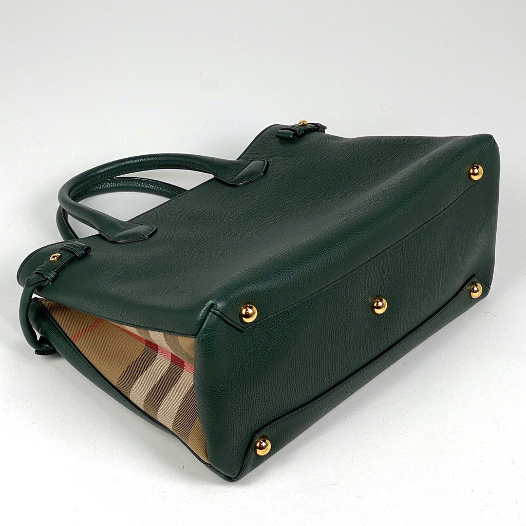 バーバリー ロゴ ハンドバッグ 2WAY ショルダーバッグ ハンドバッグ レザー グリーン ブラウン レディース 【中古】brbag