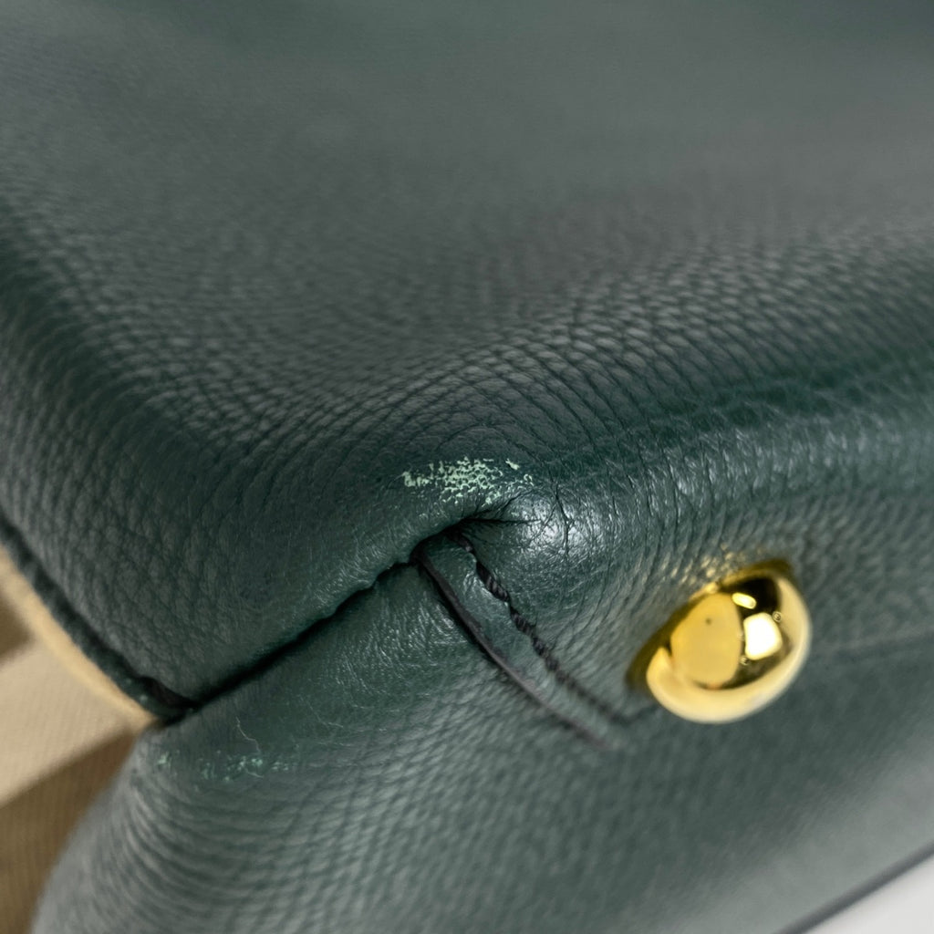 バーバリー ロゴ ハンドバッグ 2WAY ショルダーバッグ ハンドバッグ レザー グリーン ブラウン レディース 【中古】brbag