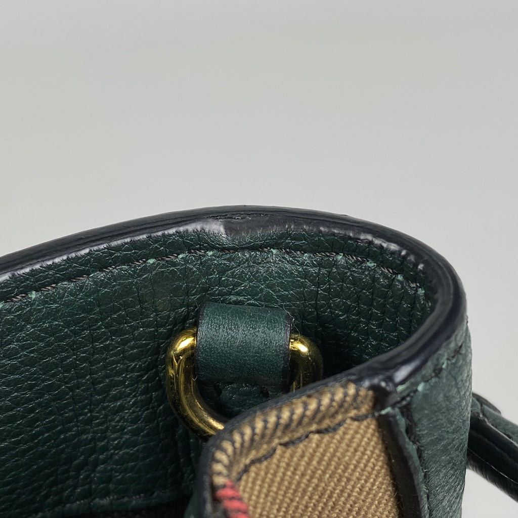 バーバリー ロゴ ハンドバッグ 2WAY ショルダーバッグ ハンドバッグ レザー グリーン ブラウン レディース 【中古】brbag