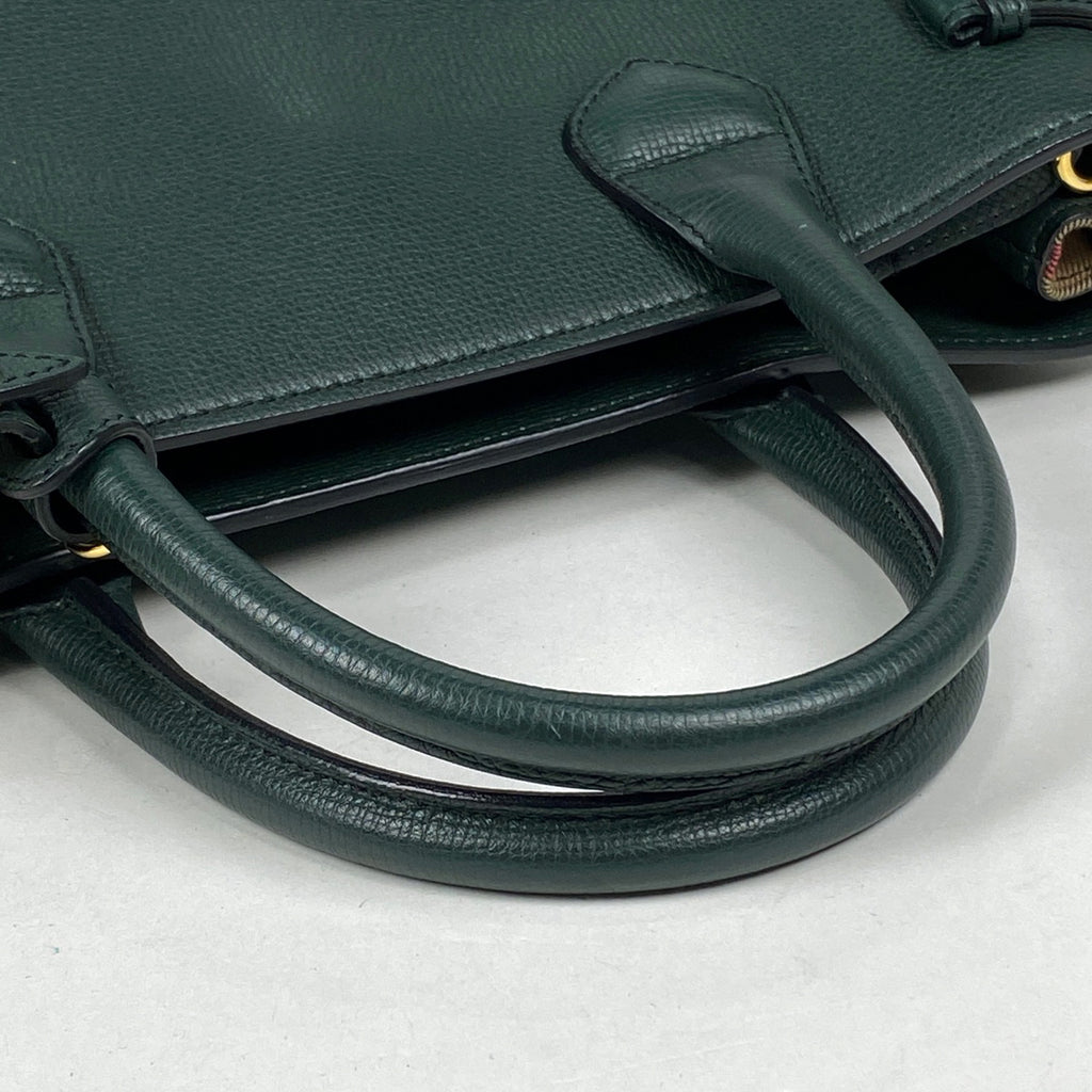 バーバリー ロゴ ハンドバッグ 2WAY ショルダーバッグ ハンドバッグ レザー グリーン ブラウン レディース 【中古】brbag