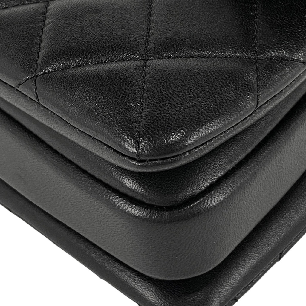 シャネル トップハンドル ミニ フラップ ショルダーバッグ 2WAY ハンドバッグ ココマーク ロゴ マトラッセ ショルダーバッグ レザー ブラック AS4654 レディース 【中古】brbag