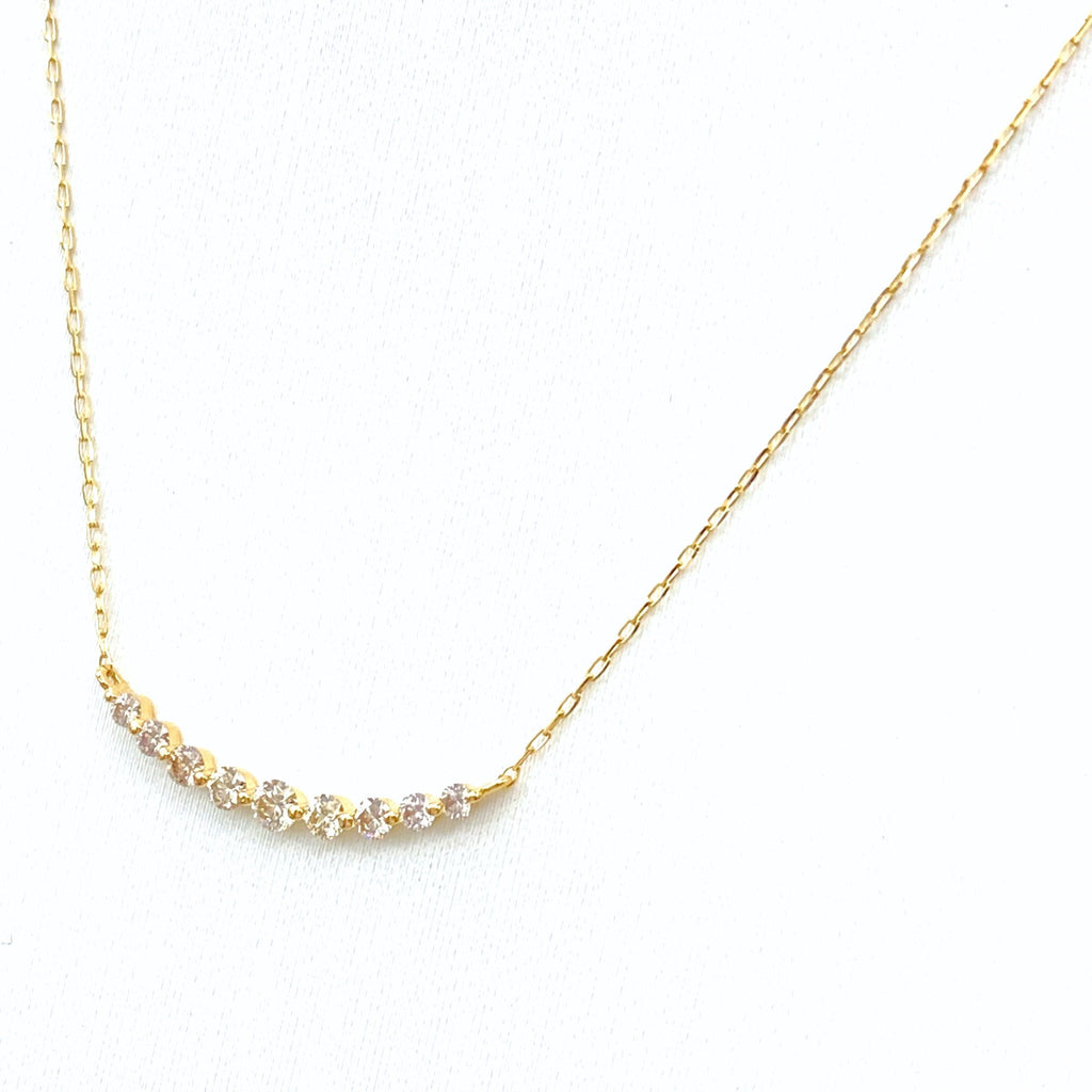 メレダイヤ デザインネックレス YG イエローゴールド ペンダント ネックレス K18 ダイヤモンド レディース 【中古】nbjwl