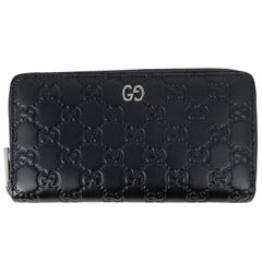 グッチ グッチシマ ラウンドファスナー 長財布 GG柄 シグネチャー 長財布 シマレザー ブラック 473928 レディース 【中古】 brbag