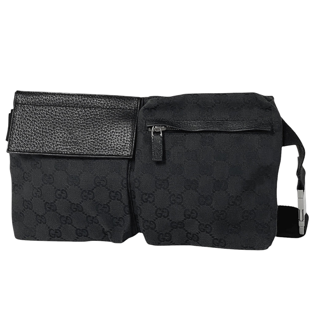 グッチ GG柄 ウエストバッグ ボディバッグ GGキャンバス ブラック 28566 レディース 【中古】brbag