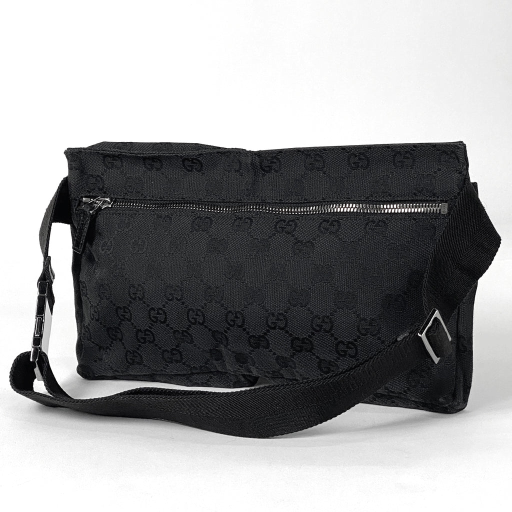 グッチ GG柄 ウエストバッグ ボディバッグ GGキャンバス ブラック 28566 レディース 【中古】brbag