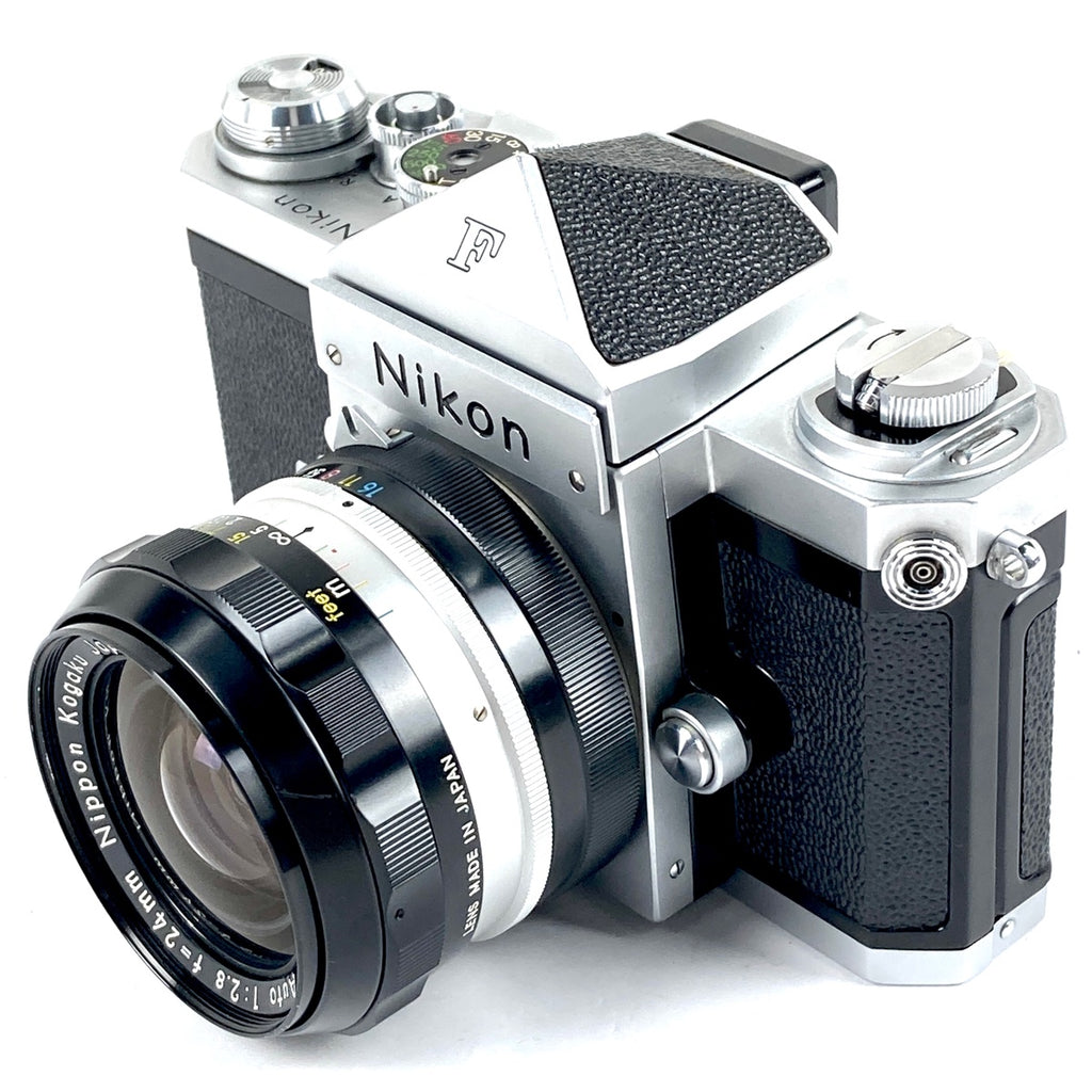 ニコン Nikon F アイレベル シルバー＋NIKKOR-N Auto 24mm F2.8 フィルム マニュアルフォーカス 一眼レフカメラ 【中古】