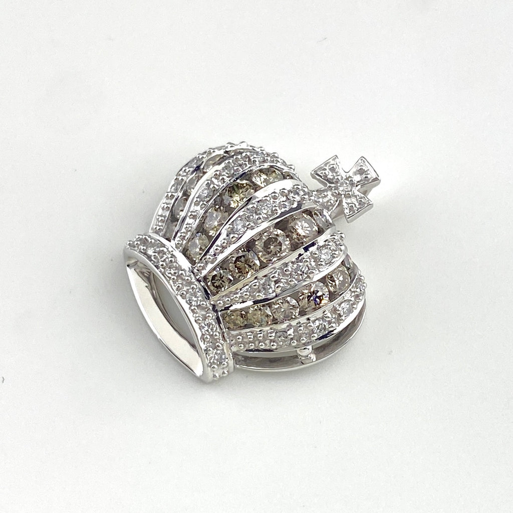 クラウンモチーフ ペンダントトップ WG ホワイトゴールド メレダイヤ 王冠 ペンダントトップ K18 WG ダイヤモンド レディース 【中古】nbjwl