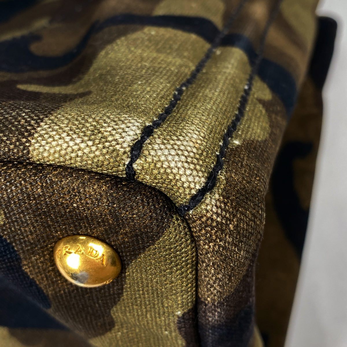 PRADA BN2020 CANAPA 迷彩柄バッグ PRADA Tote Bag CANAPA Large Canvas Khaki Camouflage BN2020
