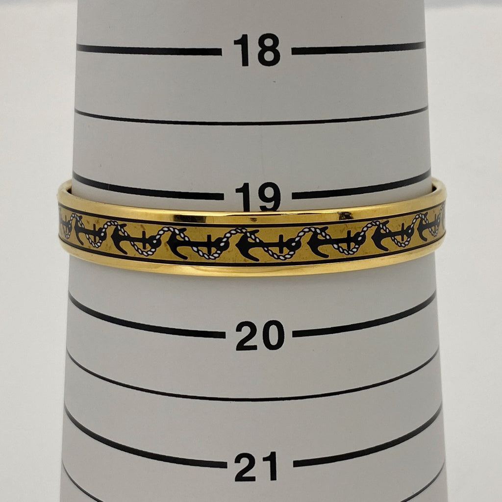 エルメス エマイユ PM 七宝焼き 腕輪 バングル GP ゴールド ブラック レディース 【中古】 bracc