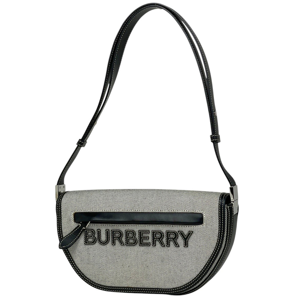 【最終値引き】 バーバリー ロゴ ショルダーバッグ キャンバス グレー ブラック レディース 【中古】brbag