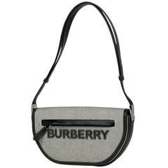 【最終値引き】 バーバリー ロゴ ショルダーバッグ キャンバス グレー ブラック レディース 【中古】brbag
