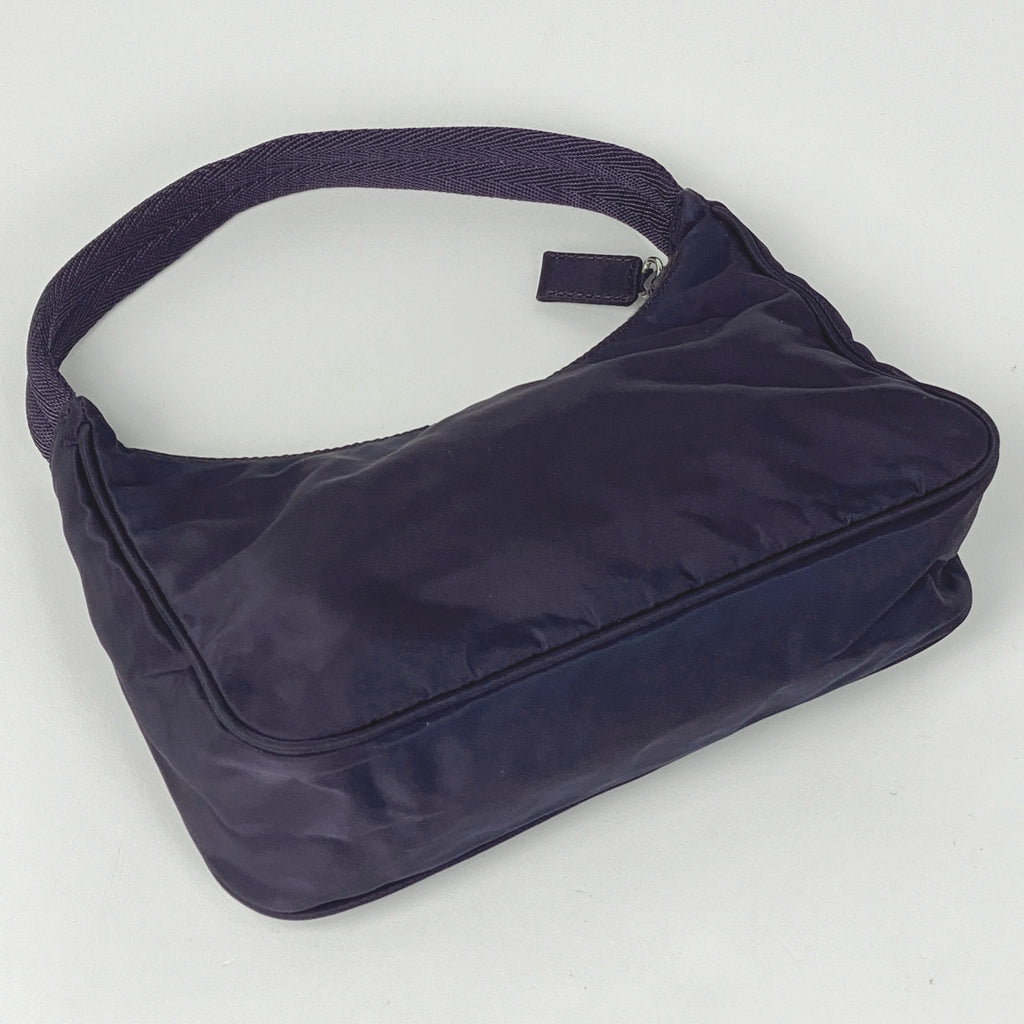 プラダ ロゴプレート ハンドバッグ ハンドバッグ ナイロン パープル レディース 【中古】brbag