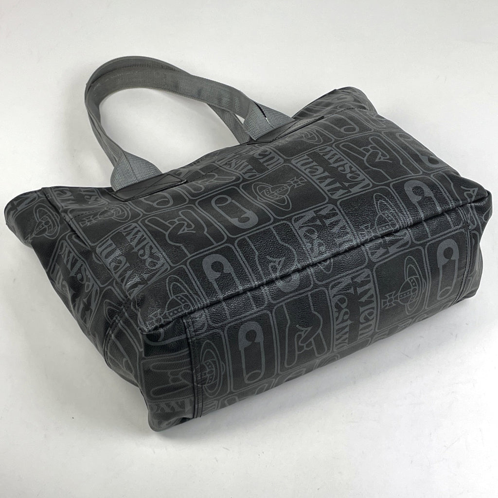 ヴィヴィアンウエストウッド タグス トートバッグ TAGS 肩掛け ロゴ トートバッグ コーティングキャンバス ブラック グレー レディース 【中古】brbag
