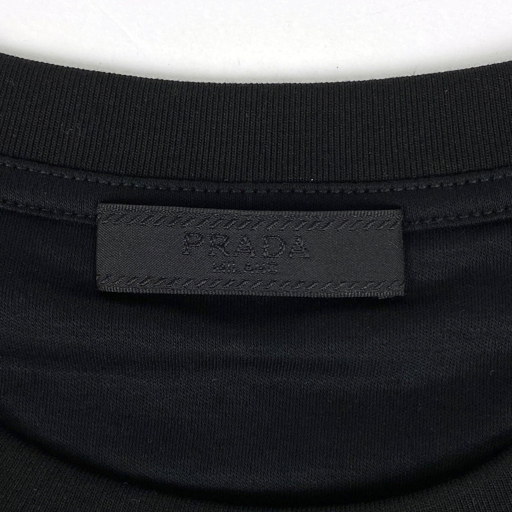 プラダ ロゴ 半袖 Tシャツ クルーネック トップス 半袖Ｔシャツ 綿 ブラック メンズ 【中古】brapp