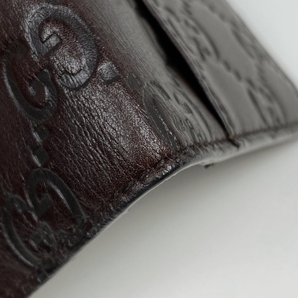 グッチ グッチシマ カードケース パスケース 名刺入れ シグネチャー カードケース シマレザー ブラウン 146230 メンズ 【中古】brbag