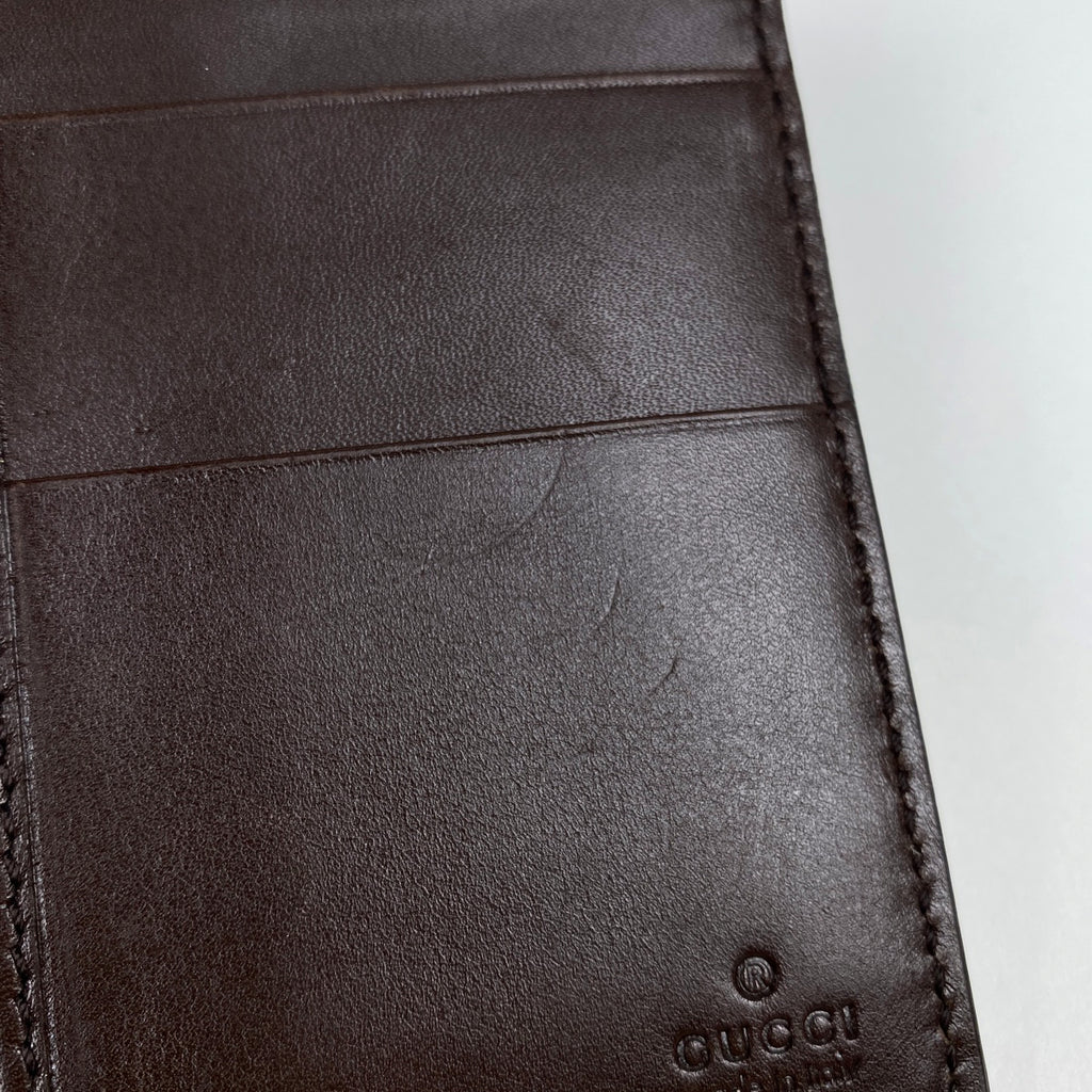 グッチ グッチシマ カードケース パスケース 名刺入れ シグネチャー カードケース シマレザー ブラウン 146230 メンズ 【中古】brbag