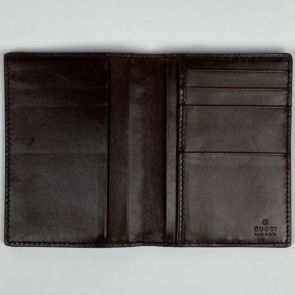 グッチ グッチシマ カードケース パスケース 名刺入れ シグネチャー カードケース シマレザー ブラウン 146230 メンズ 【中古】brbag