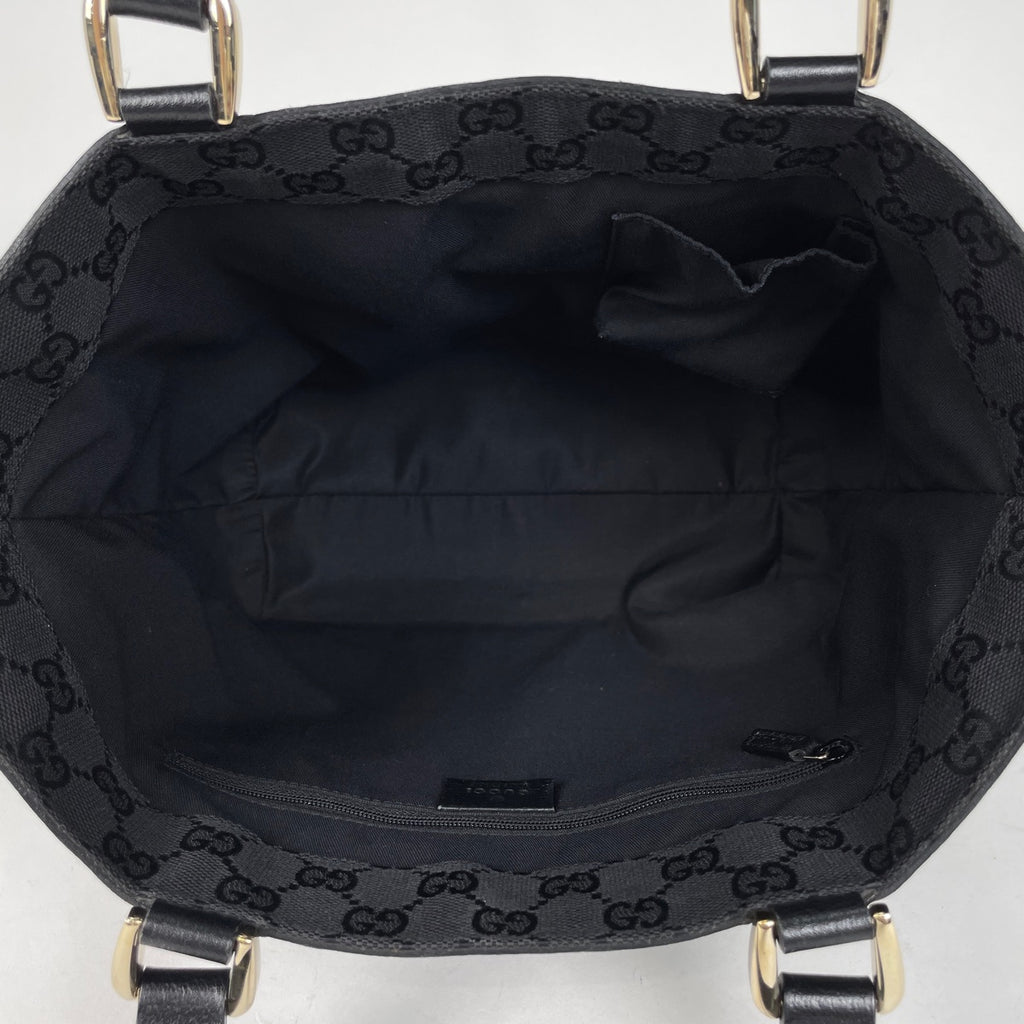 グッチ ロゴ トートバッグ ハンドバッグ アビー GG柄 トートバッグ レザー ブラック 130739 レディース 【中古】brbag