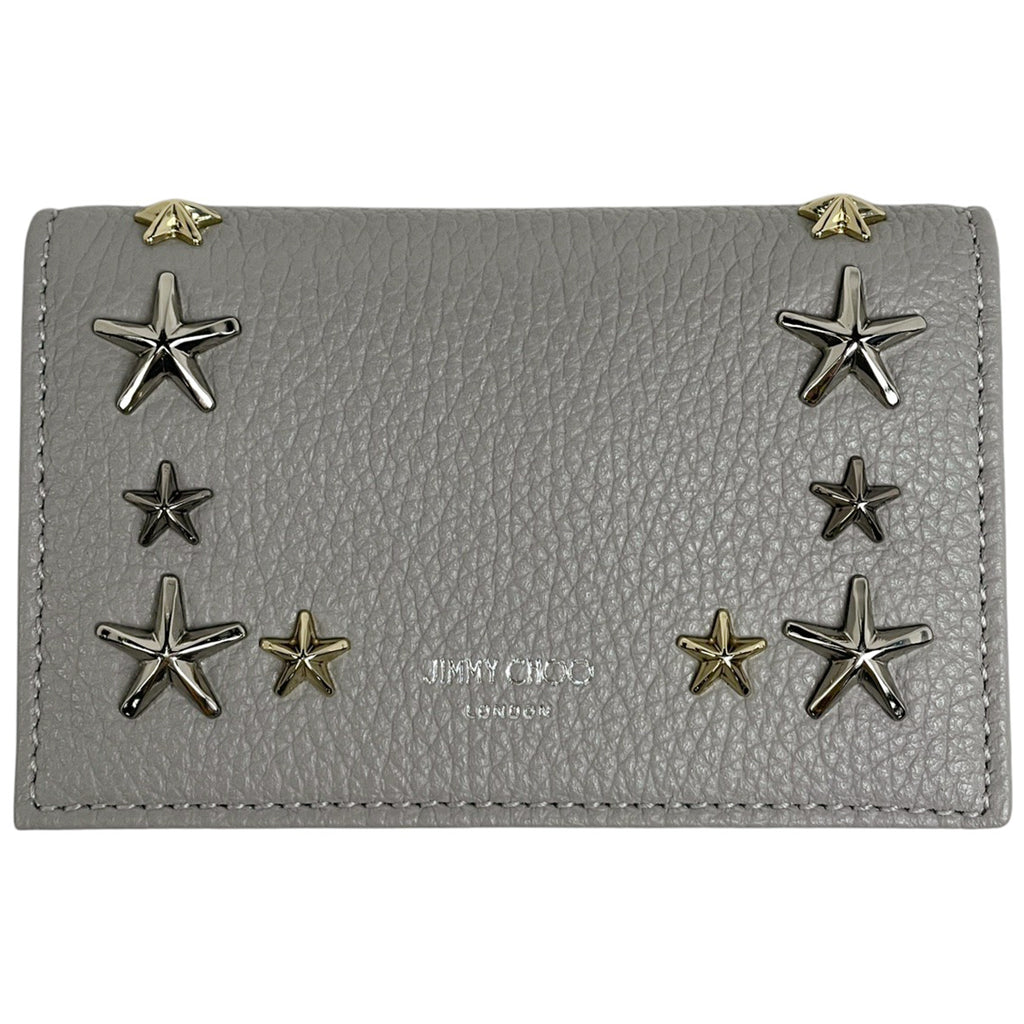 ジミーチュウ ロゴ カードケース 名刺入れ スタッズ カードケース レザー グレー レディース 【中古】brbag
