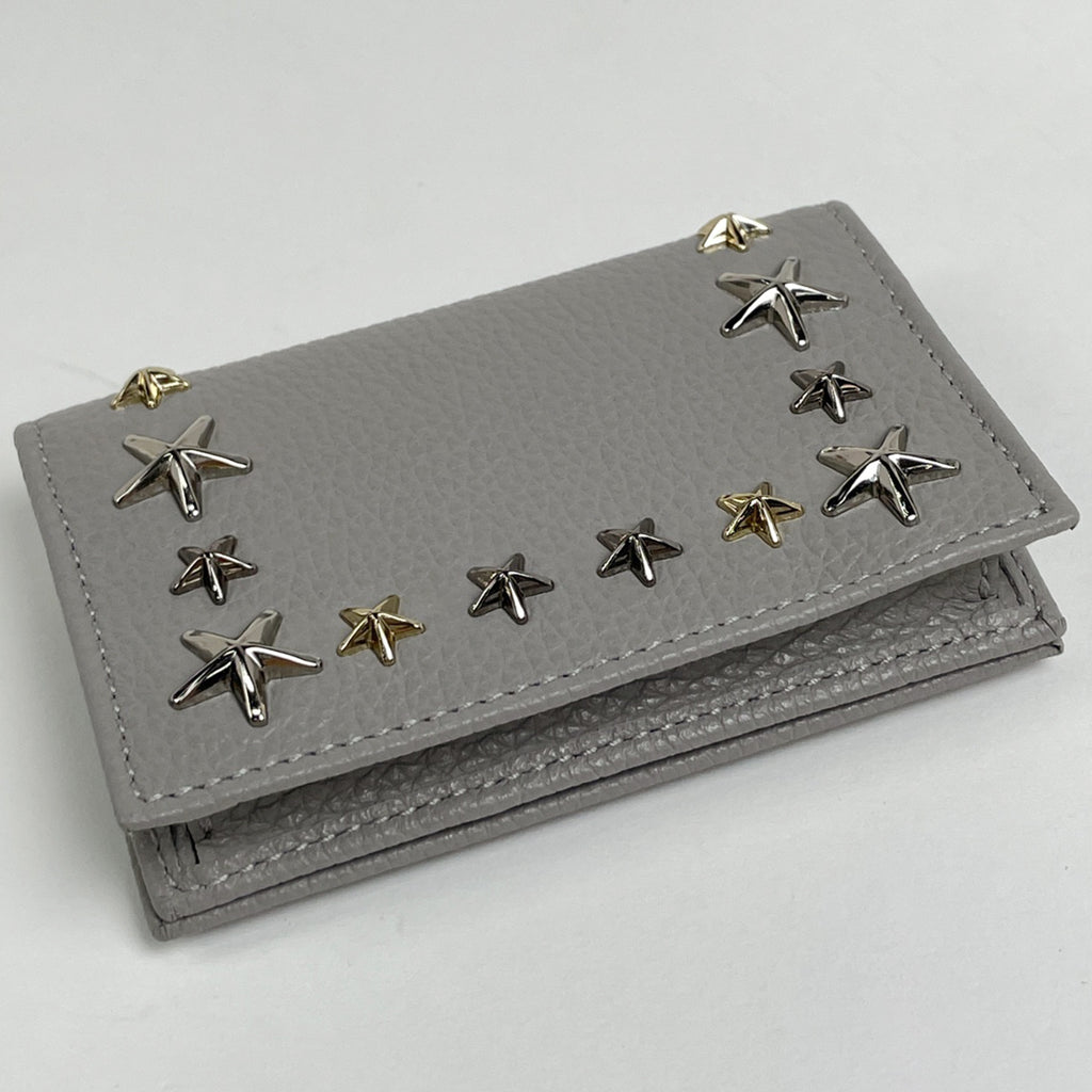 ジミーチュウ ロゴ カードケース 名刺入れ スタッズ カードケース レザー グレー レディース 【中古】brbag