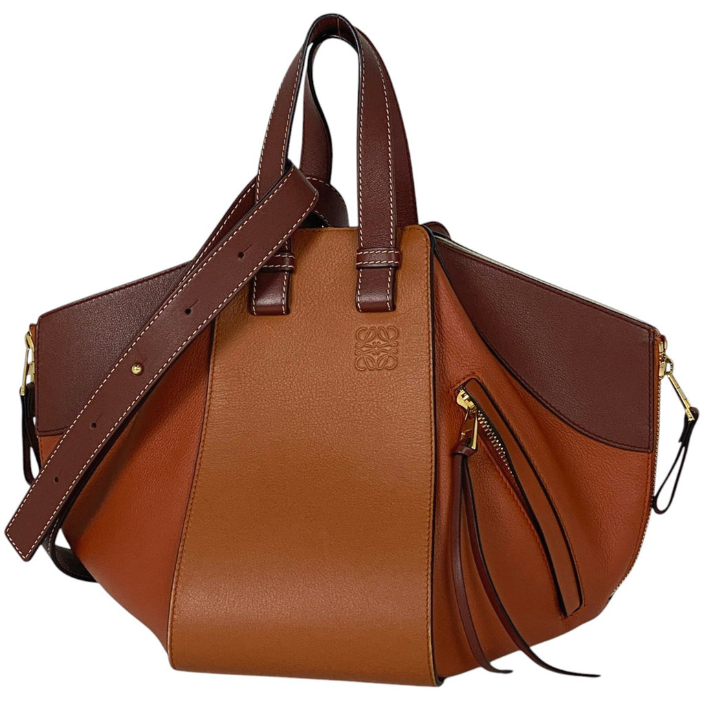 ロエベ ハンモック バッグ スモール アナグラム 2WAY ショルダーバッグ ハンドバッグ レザー オレンジ レッド レディース 【中古】brbag