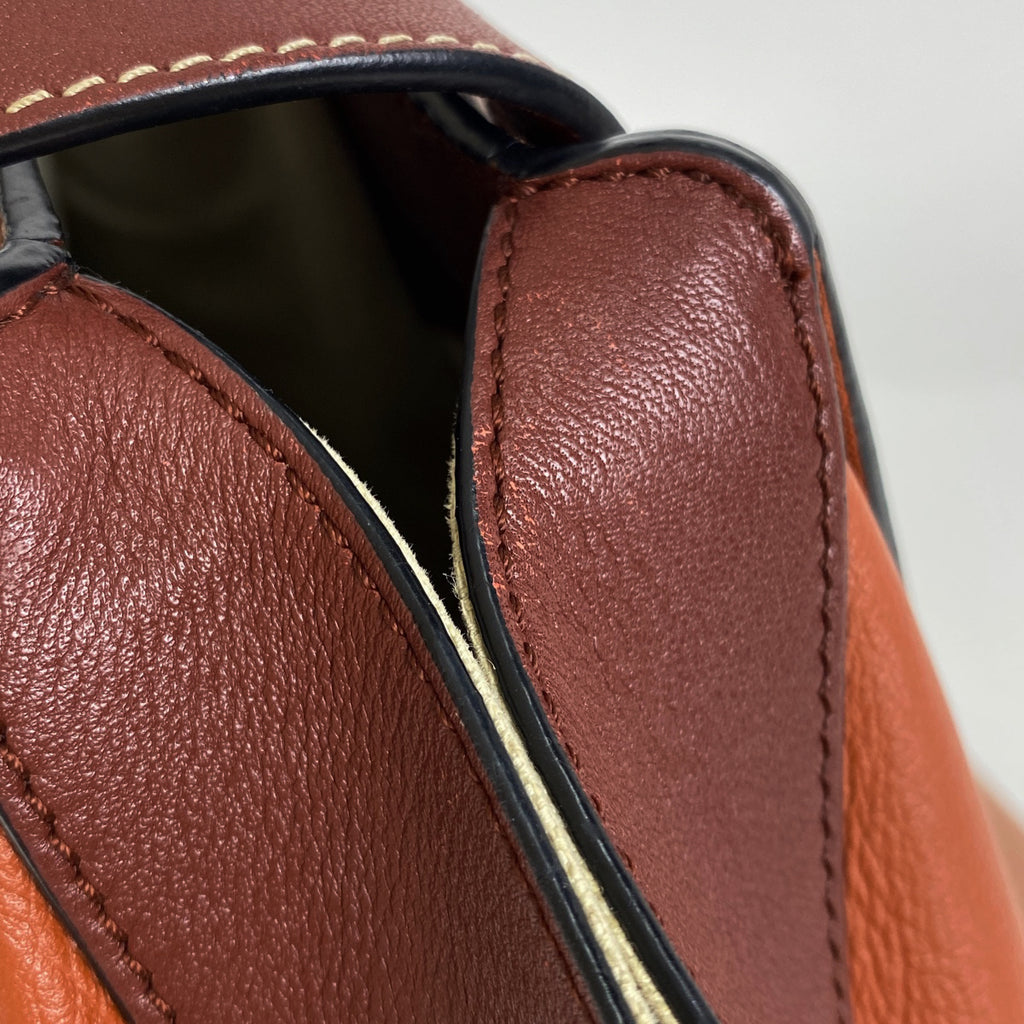 ロエベ ハンモック バッグ スモール アナグラム 2WAY ショルダーバッグ ハンドバッグ レザー オレンジ レッド レディース 【中古】brbag