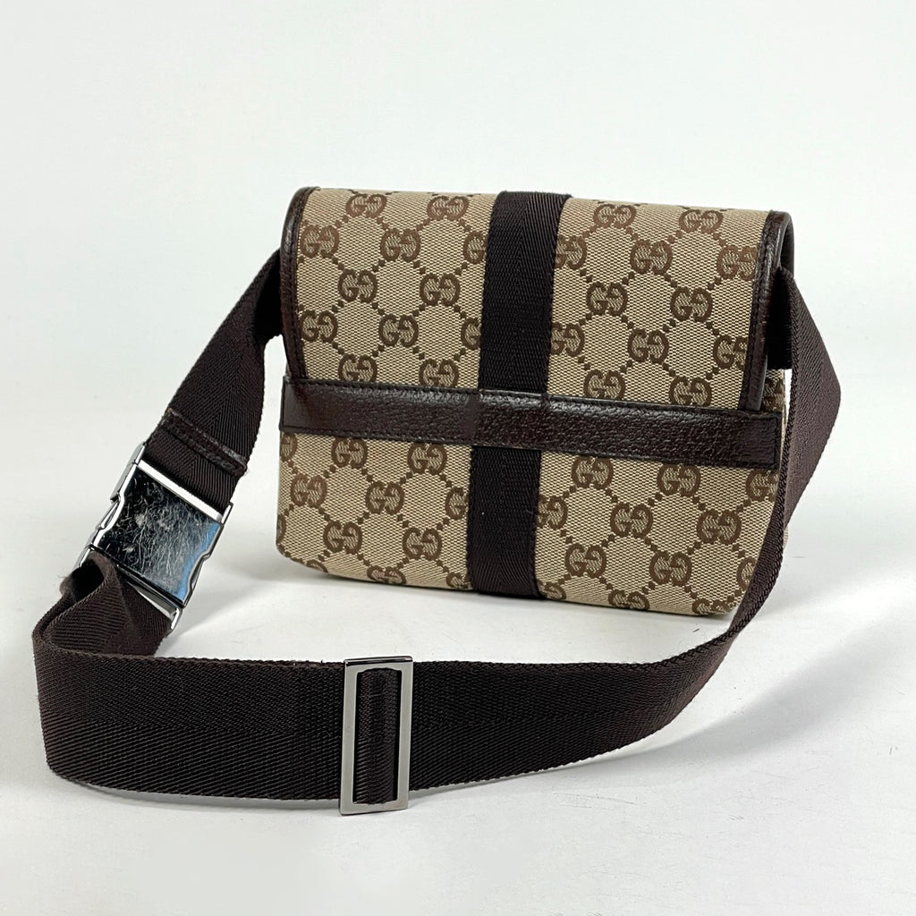 グッチ GG柄 ウエストバッグ ヒップバッグ ボディバッグ キャンバス ブラウン 131236 レディース 【中古】brbag