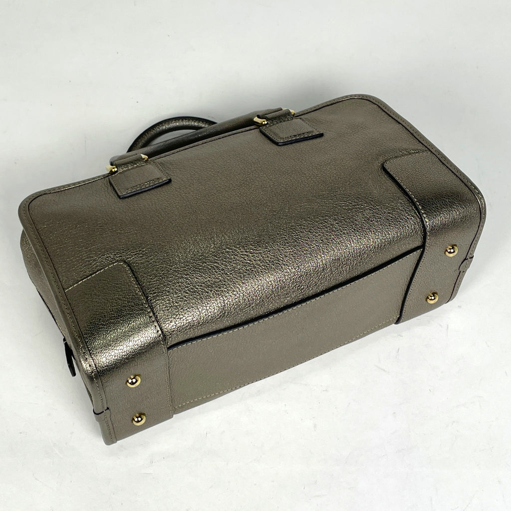 ロエベ アマソナ 28 アナグラム メタリック ハンドバッグ レザー ゴールド レディース 【中古】brbag
