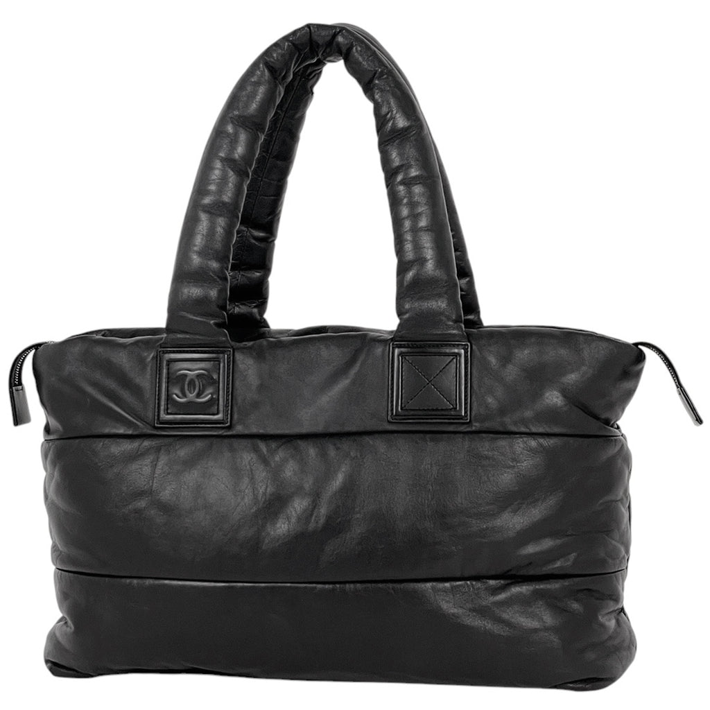 シャネル コココクーン トートバッグ ココマーク ハンドバッグ トートバッグ レザー ブラック レディース 【中古】brbag
