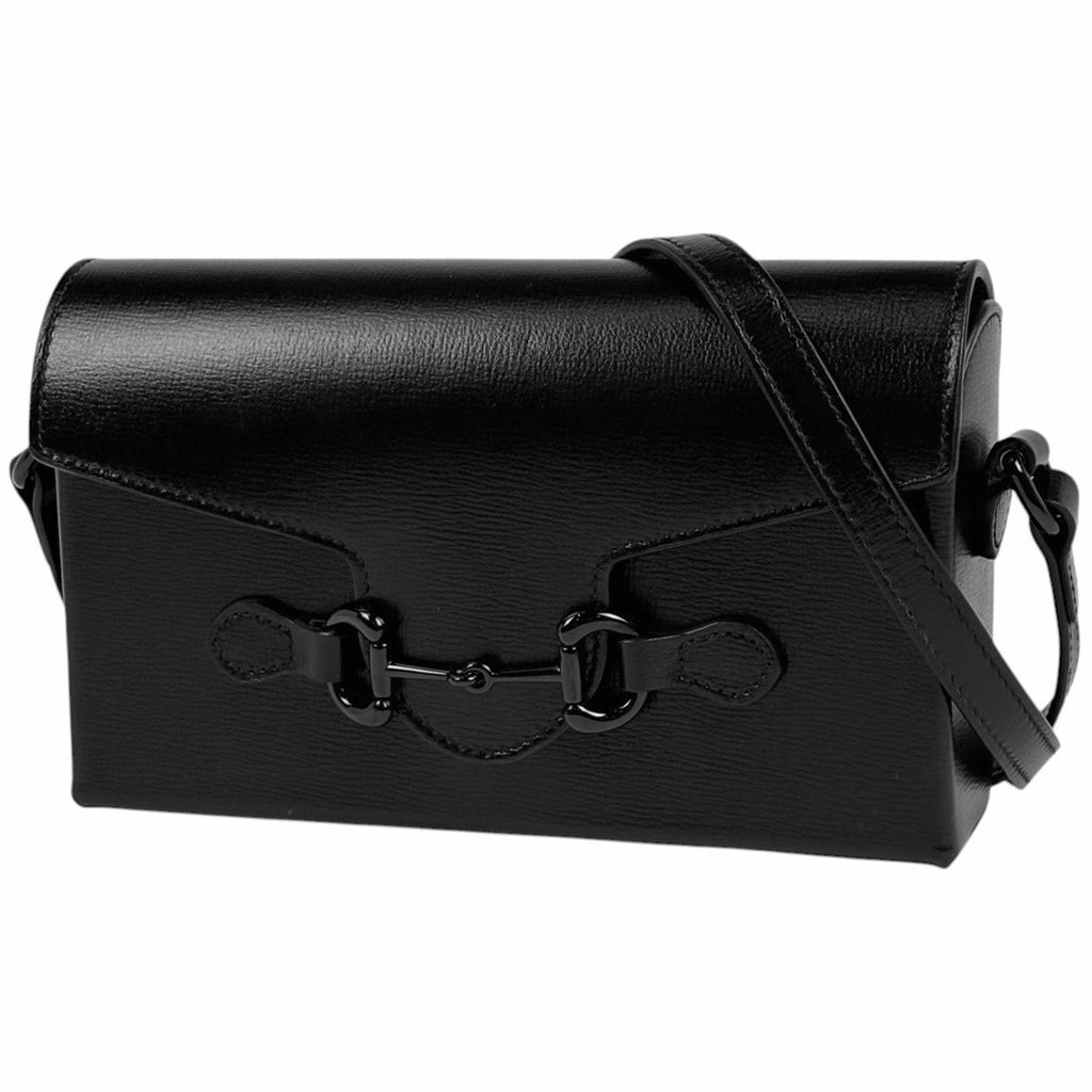 グッチ ホースビット 1955 ショルダーバッグ 斜め掛け ショルダーバッグ レザー ブラック 699296 レディース 【中古】brbag