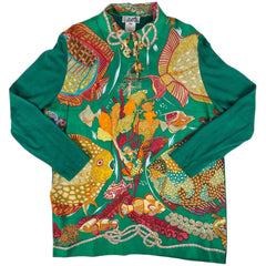 エルメス 長袖カットソー Grands Fonds 深海 魚 トップス カットソー グリーン マルチカラー メンズ 【中古】brapp