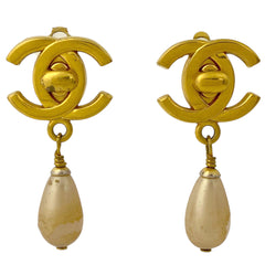 シャネル ココマーク フェイクパール イヤリング スイング ターンロック イヤリング GP ゴールド レディース 【中古】bracc