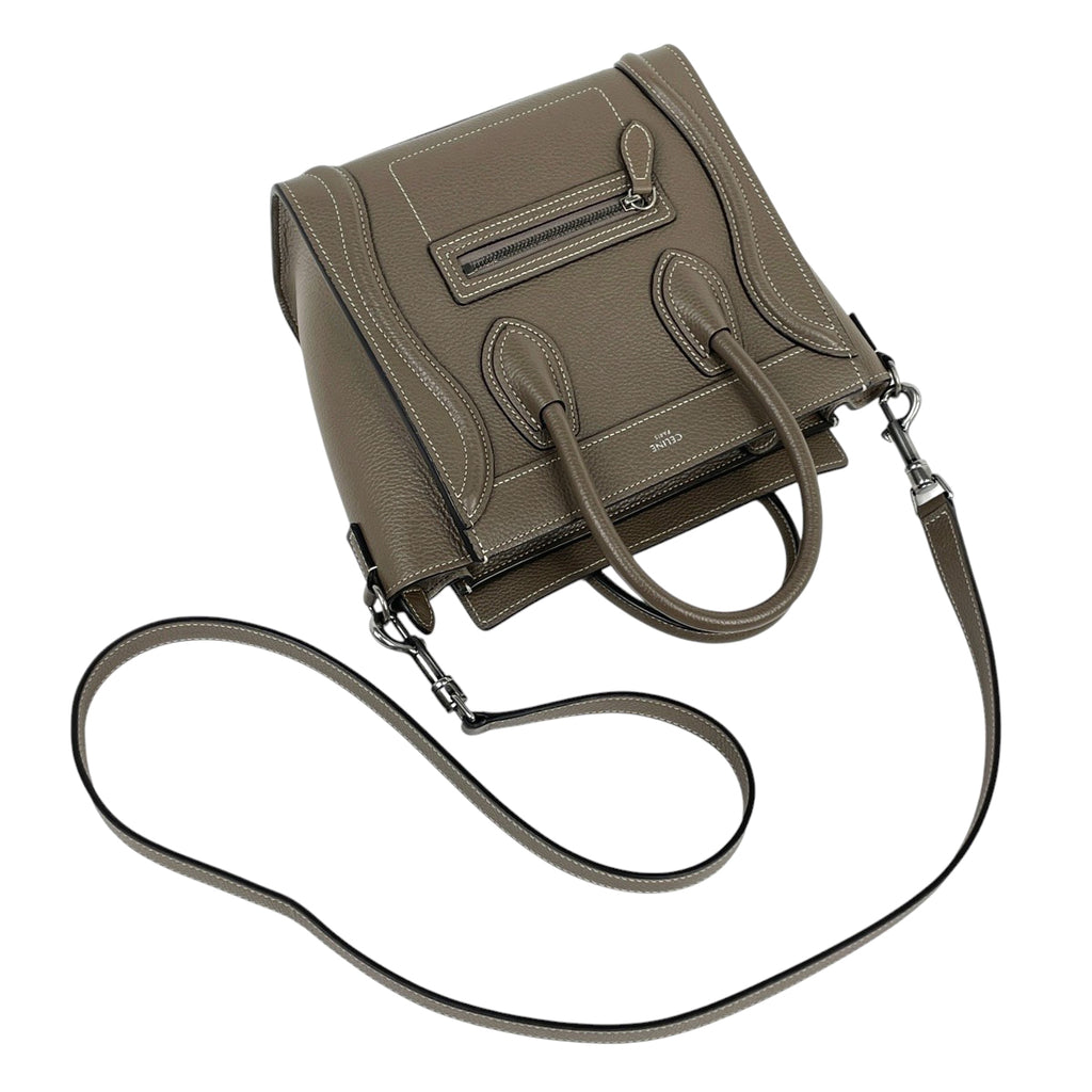 セリーヌ ラゲージ ナノショッパー 2WAY ショルダーバッグ ハンドバッグ レザー ブラウン レディース 【中古】brbag