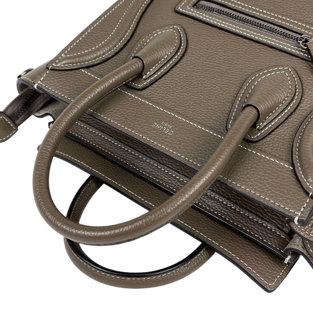 セリーヌ ラゲージ ナノショッパー 2WAY ショルダーバッグ ハンドバッグ レザー ブラウン レディース 【中古】brbag