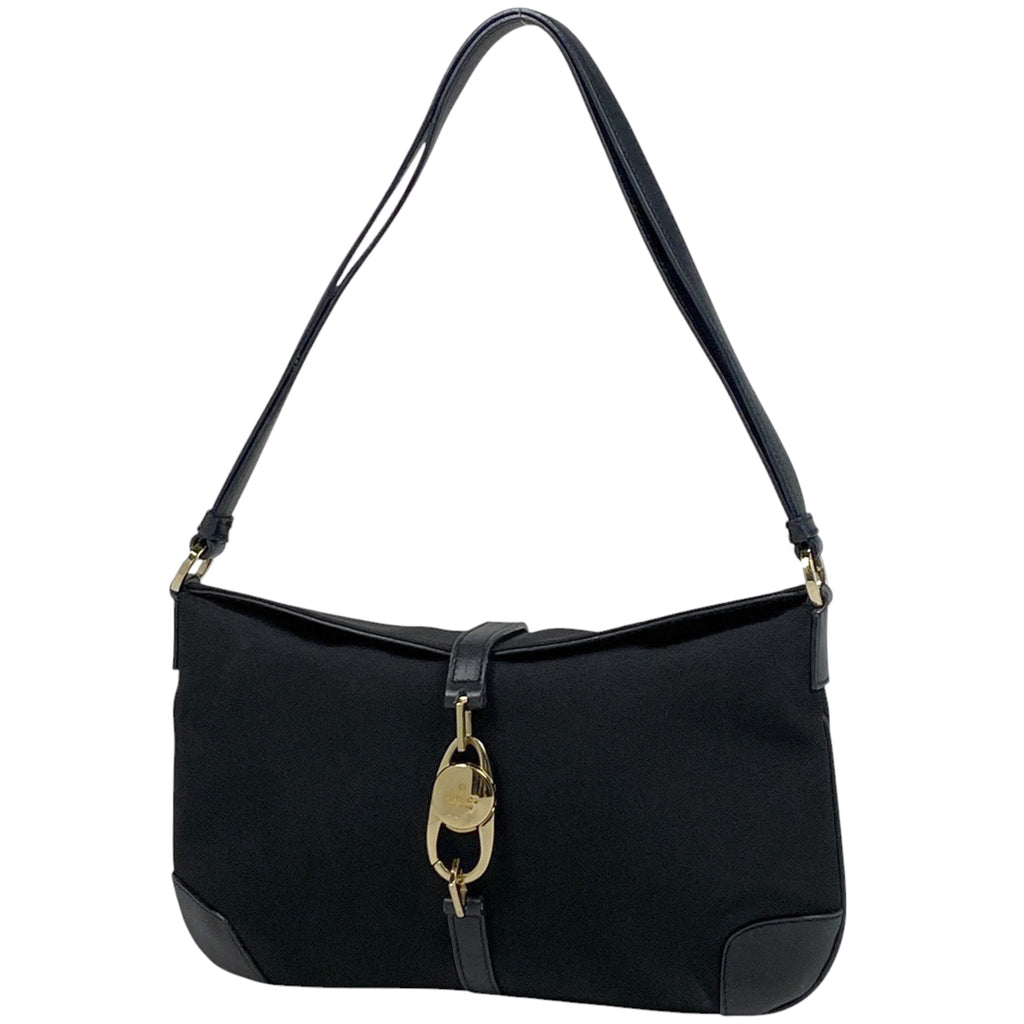 グッチ ロゴ ショルダーバッグ ワンショルダー キャンバス ブラック 0014147 レディース 【中古】 brbag
