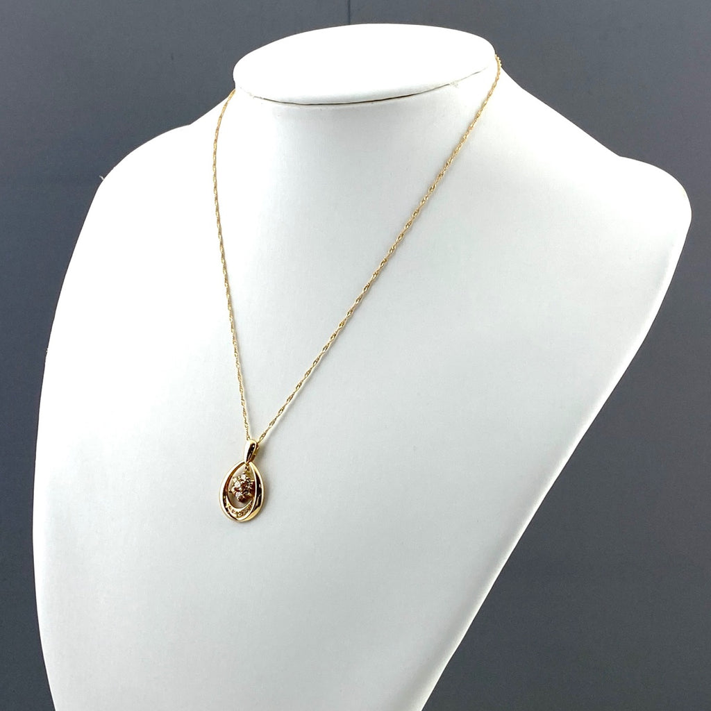フラワーモチーフ デザインネックレス YG イエローゴールド ペンダント メレダイヤ 花 ネックレス K18 ダイヤモンド レディース 【中古】nbjwl