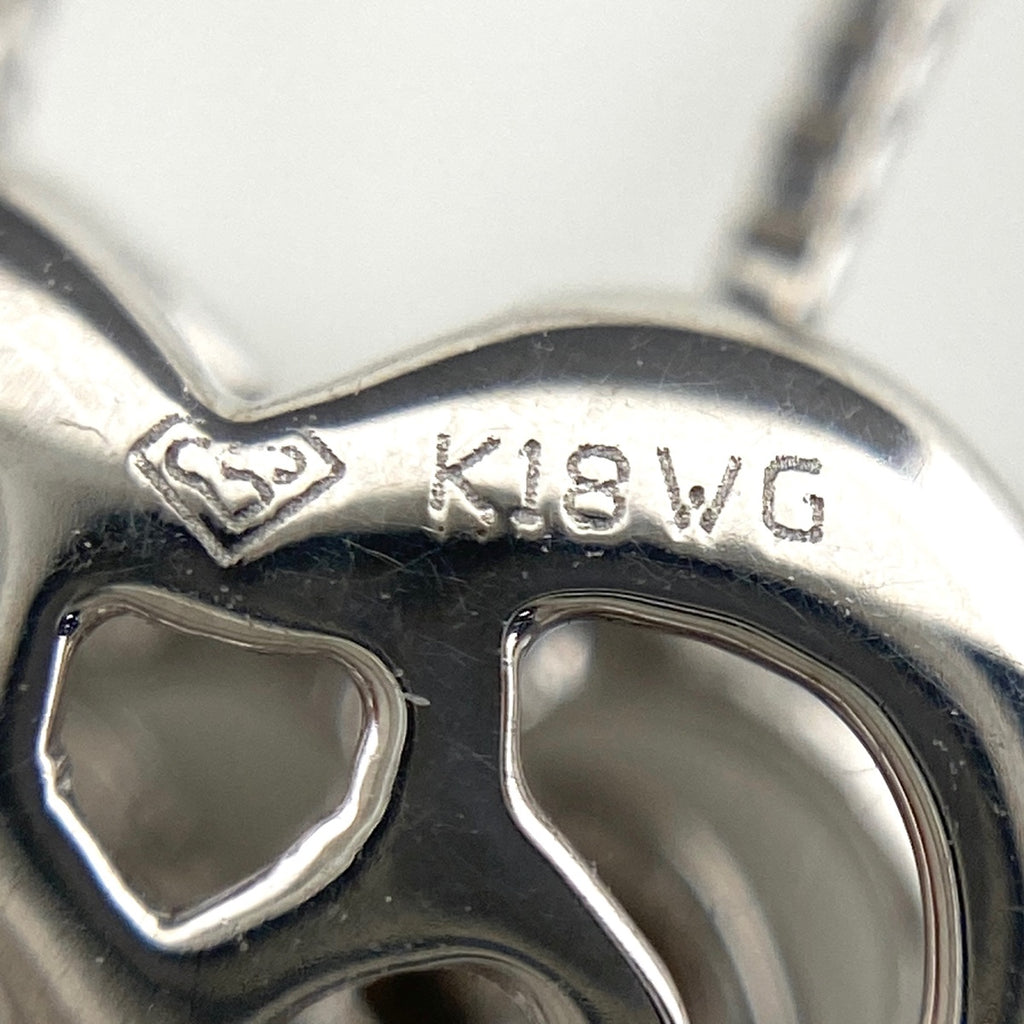 ハートモチーフ デザインネックレス WG ホワイトゴールド ペンダント メレダイヤ ネックレス K18 WG ダイヤモンド レディース 【中古】nbjwl