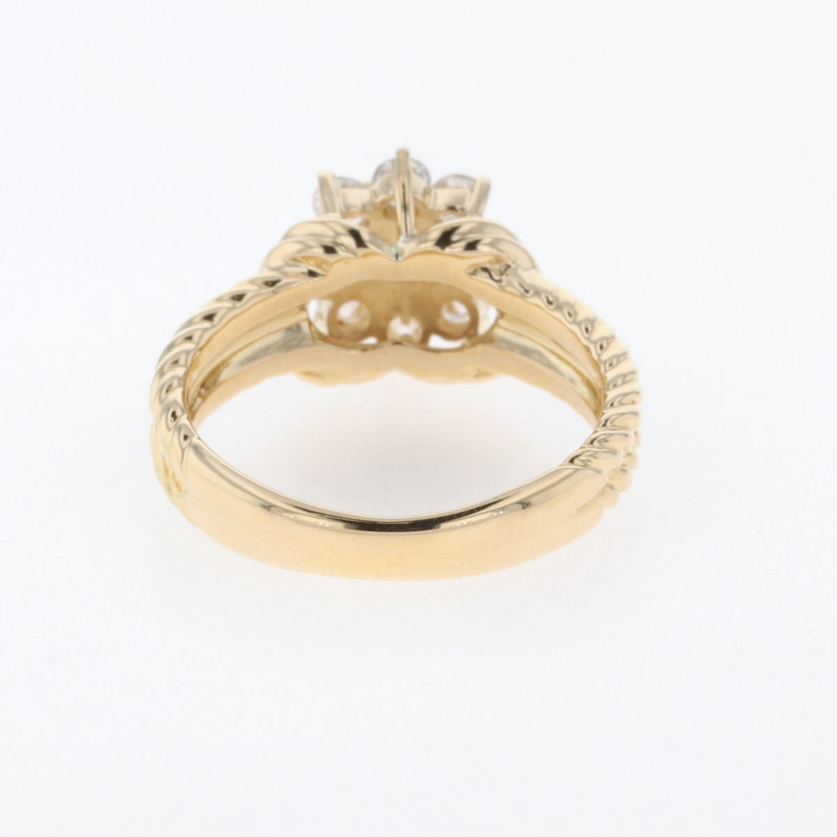 18金　デザイン　ダイヤリング tomatosarada K18 18金 0.02ct ダイヤモンドリング サクラ 桜