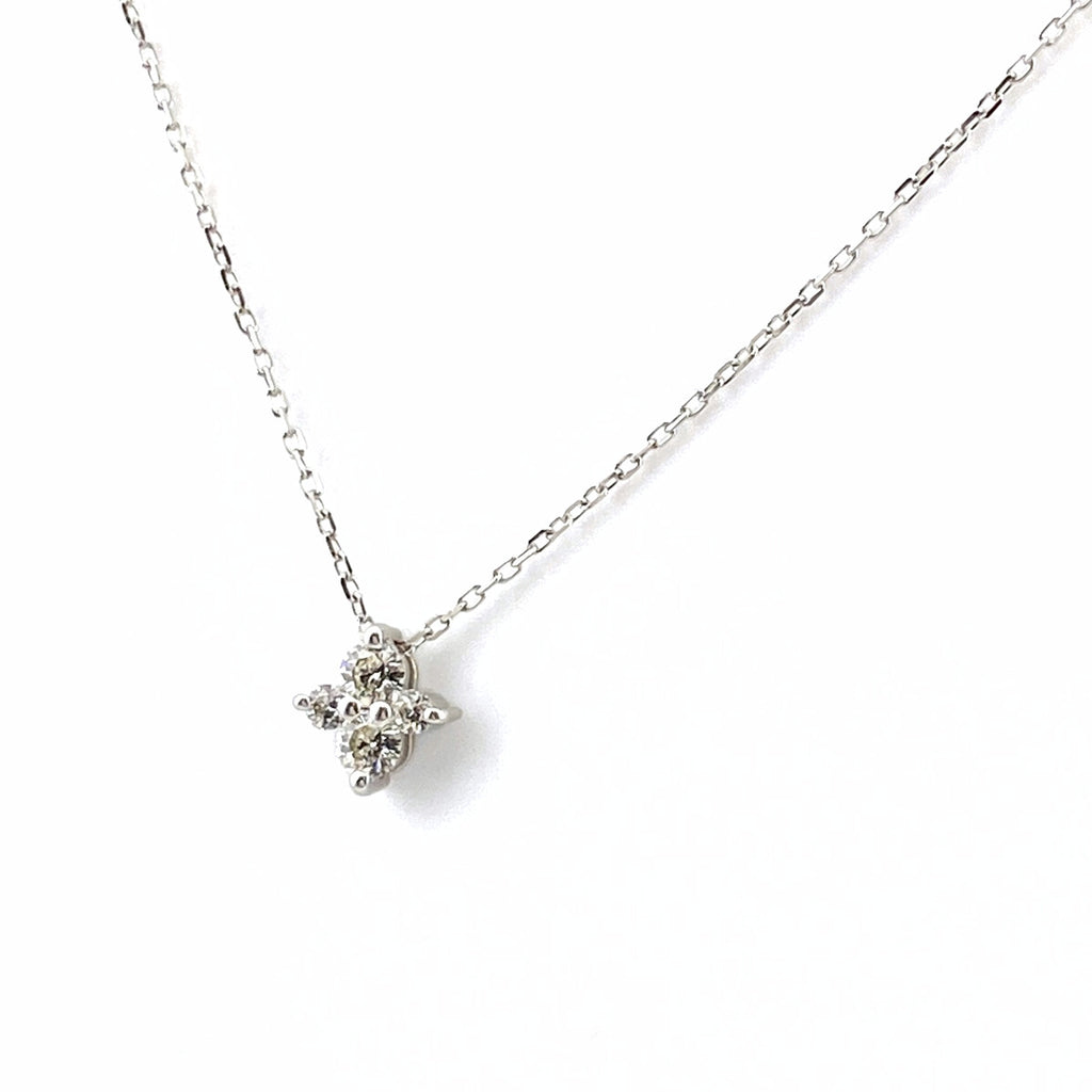 【在庫一掃】 フラワーモチーフ デザインネックレス WG ホワイトゴールド ペンダント メレダイヤ 花 ネックレス K18 WG ダイヤモンド レディース 【中古】nbjwl