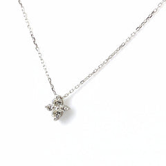 フラワーモチーフ デザインネックレス WG ホワイトゴールド ペンダント メレダイヤ 花 ネックレス K18 WG ダイヤモンド レディース 【中古】nbjwl