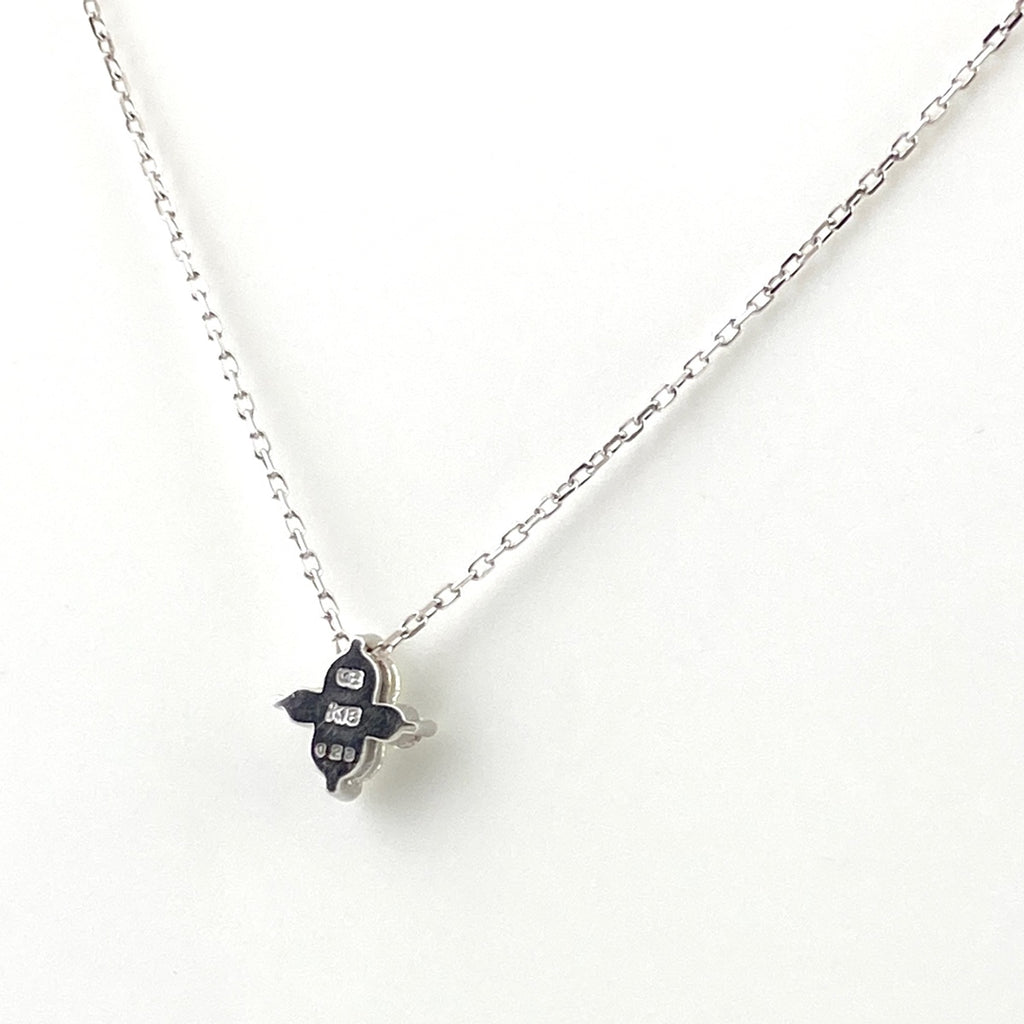 フラワーモチーフ デザインネックレス WG ホワイトゴールド ペンダント メレダイヤ 花 ネックレス K18 WG ダイヤモンド レディース 【中古】nbjwl