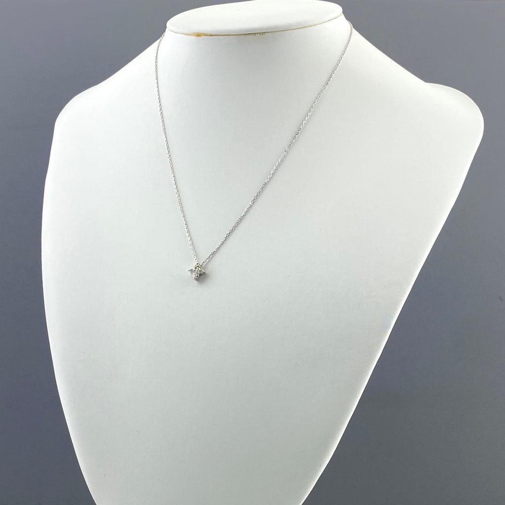フラワーモチーフ デザインネックレス WG ホワイトゴールド ペンダント メレダイヤ 花 ネックレス K18 WG ダイヤモンド レディース 【中古】nbjwl