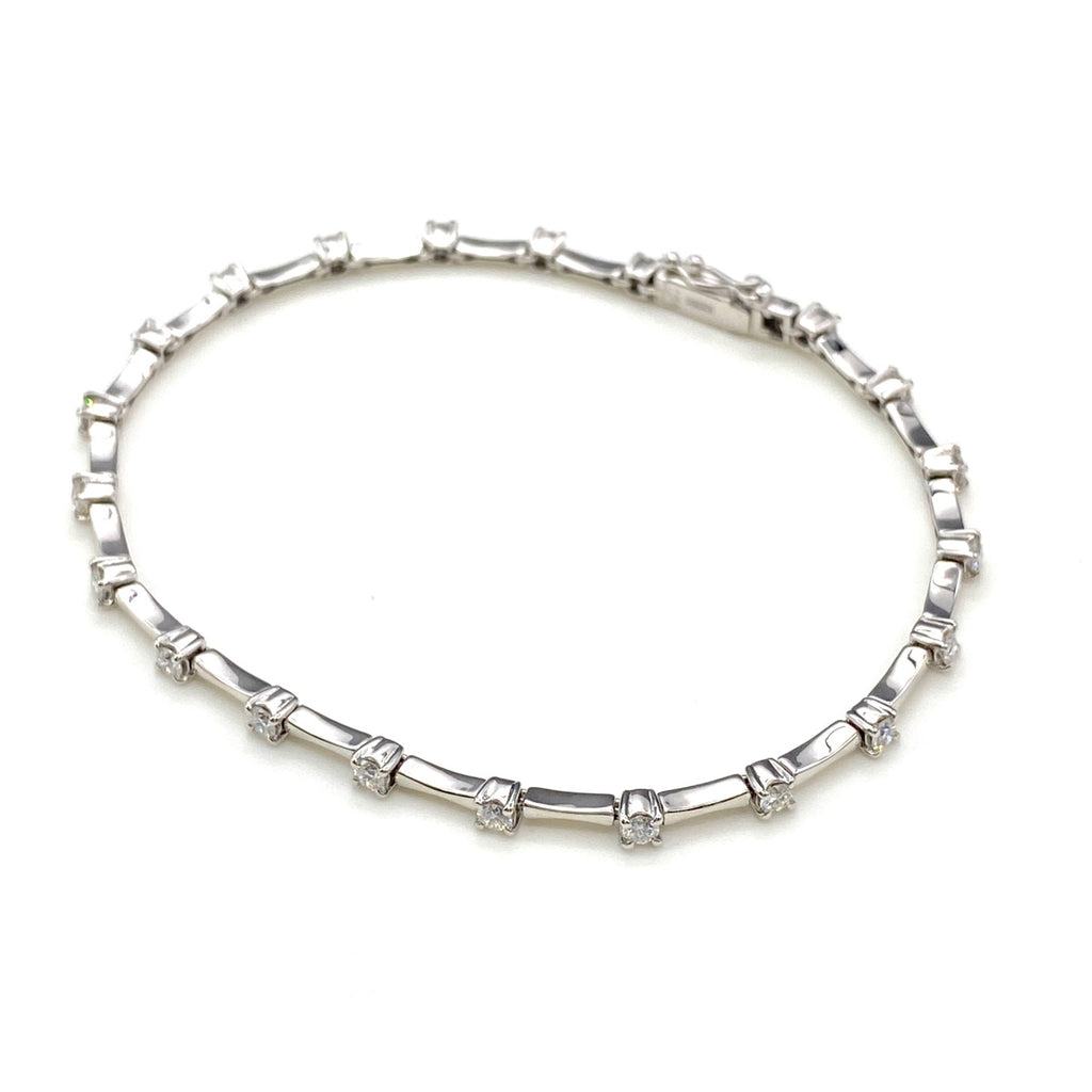 メレダイヤ デザインブレスレット WG ホワイトゴールド 腕輪 ブレスレット K18 WG ダイヤモンド レディース 【中古】nbjwl